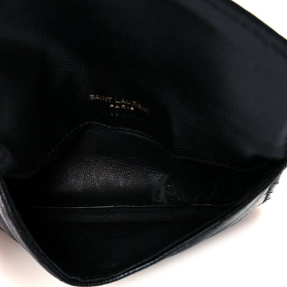 Saint Laurent Grain De Poudre Matelasse Chevron Monogram Compact Wallet Black 12 of 20