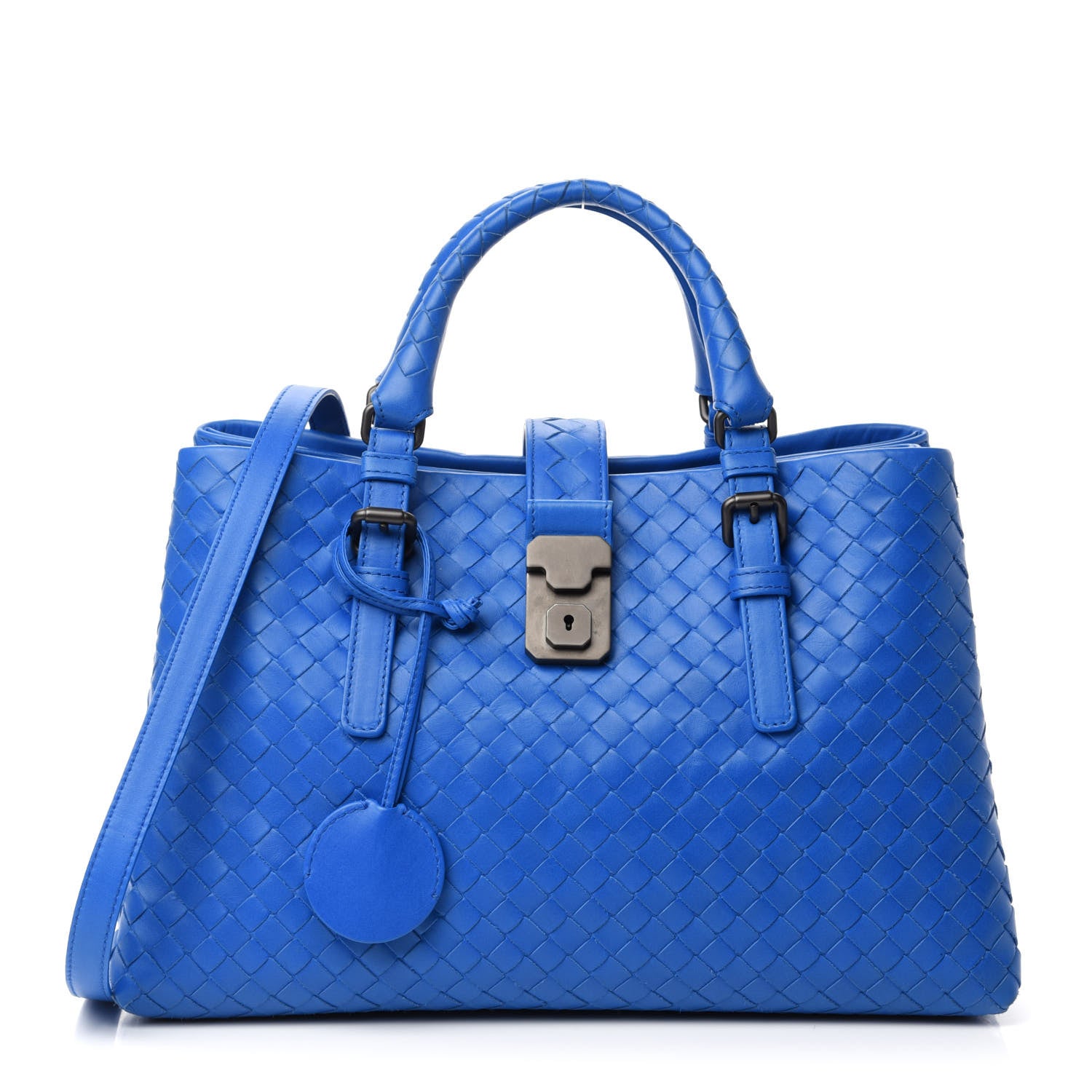 Bottega Veneta Light Calf Intrecciato Small Roma Signal Blue 1 of 12