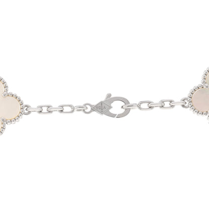 Van Cleef & Arpels 18K White Gold Mother of Pearl 20 Motifs Vintage Alhambra Necklace 4 of 6