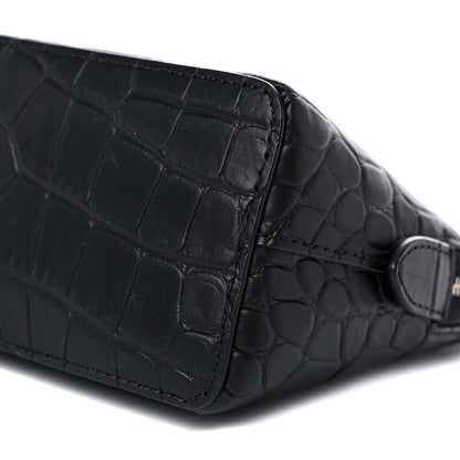 Mulberry Crocodile Embossed Calfskin Cosmetic Pouch Black 10 of 14