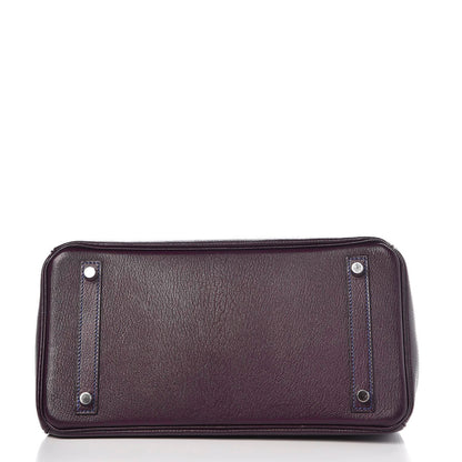 Hermes Chevre Mysore Bi-Color Horseshoe Birkin 30 Raisin Bleu Electrique 6 of 36