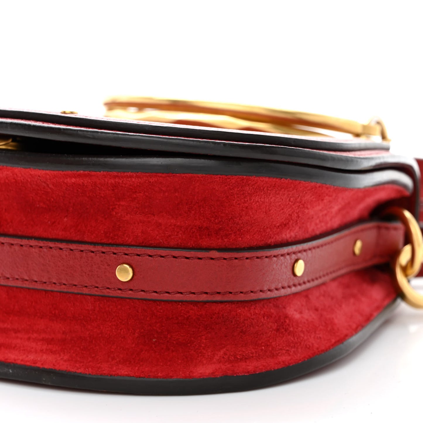 Calfskin Suede Small Nile Bracelet Bag Sepia Red