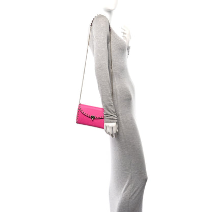 Valentino Garavani Grainy Calfskin Rockstud Flip Lock Wallet With Chain Pink PP 2 of 10