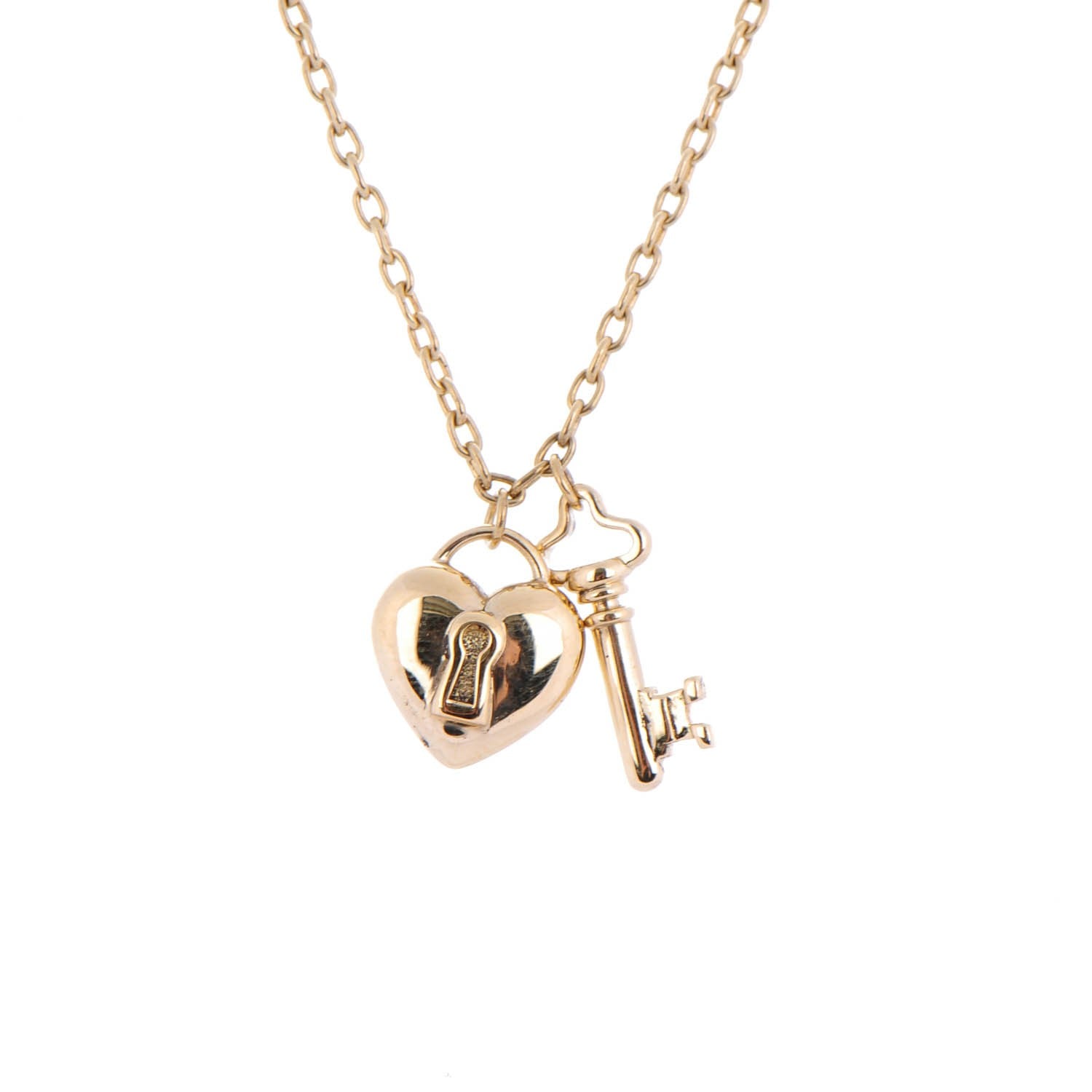 Tiffany 18K Yellow Gold Heart Lock Pendant Necklace 3 of 5