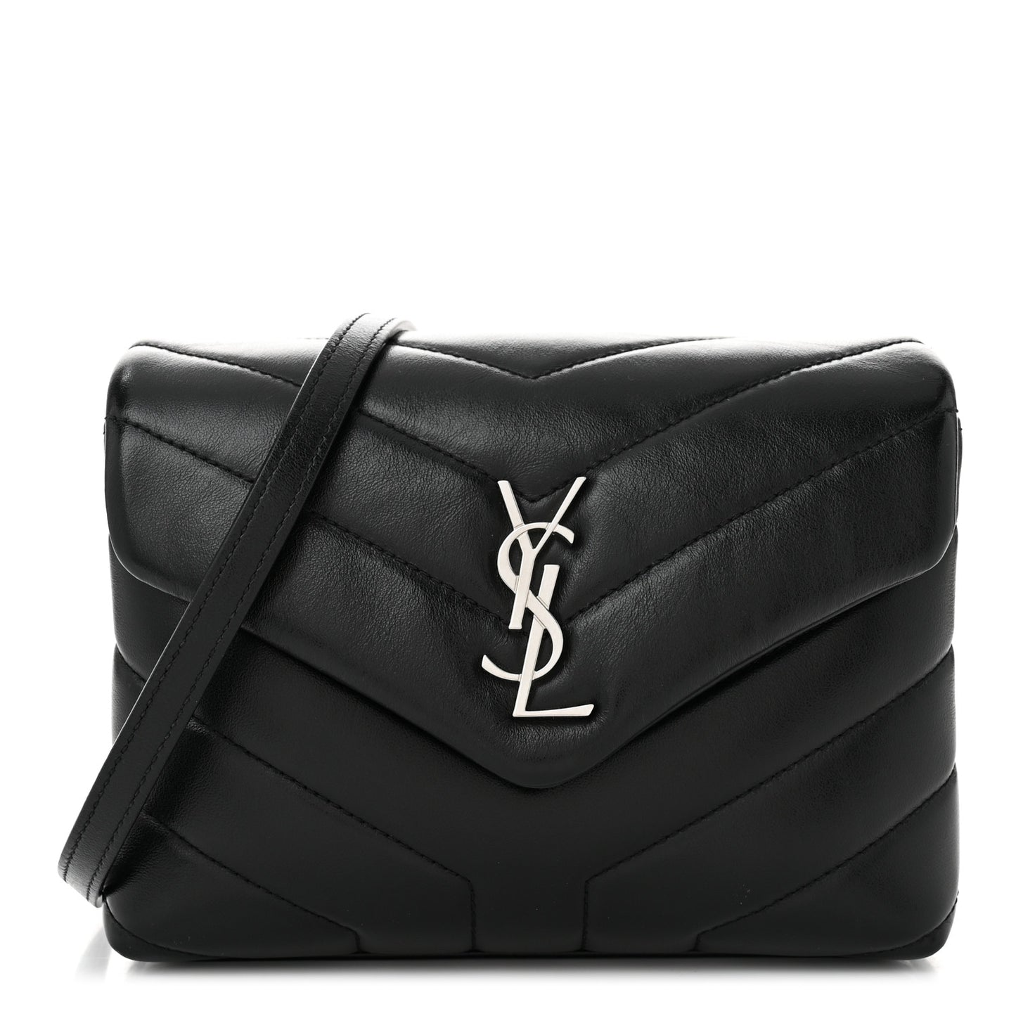 Calfskin Y Quilted Monogram Toy Loulou Crossbody Bag Black