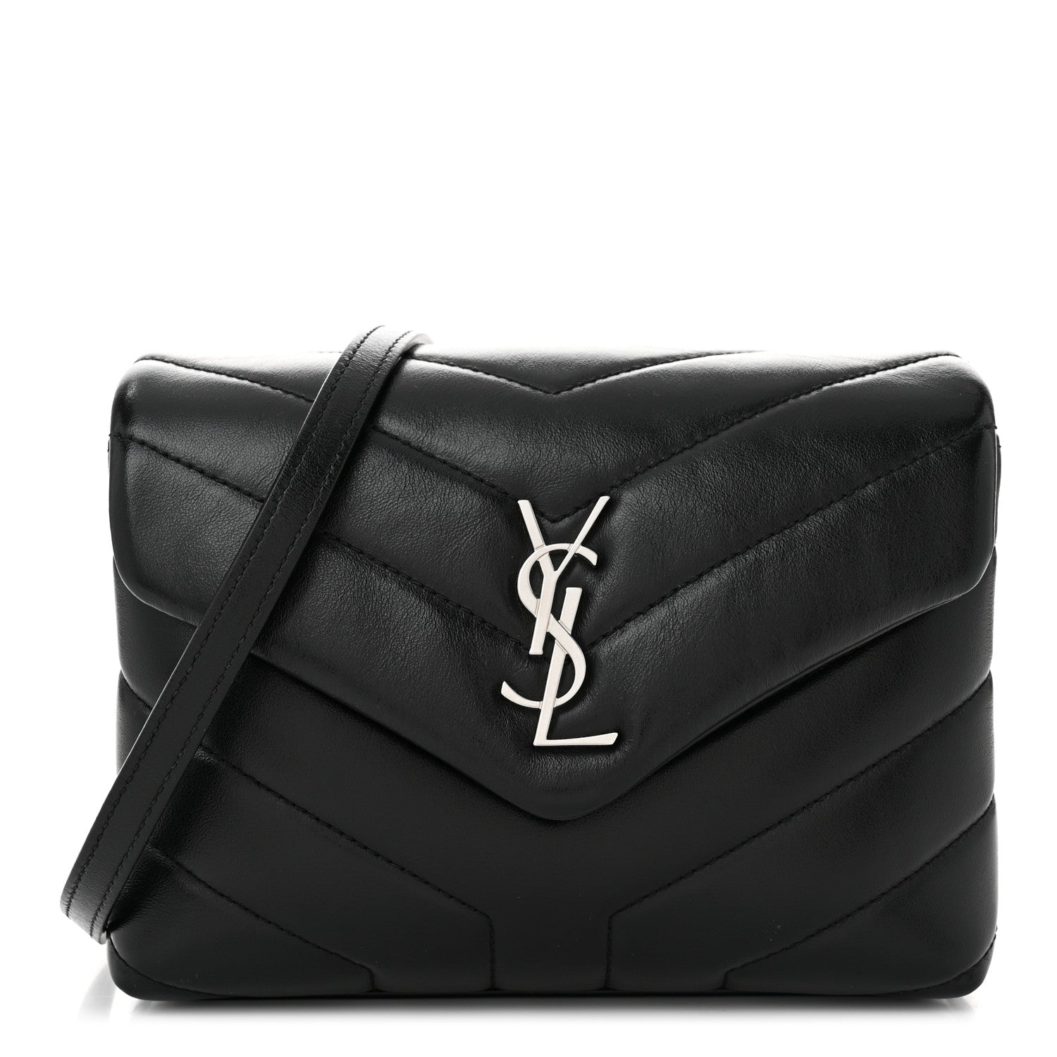 Saint Laurent Calfskin Y Quilted Monogram Toy Loulou Crossbody Bag Black 1 of 10