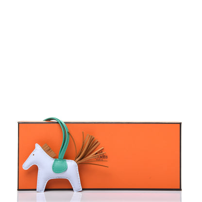 Hermes Milo Lambskin Grigri Rodeo Horse Bag Charm PM Bleu Brume Sesame Menthe 5 of 5