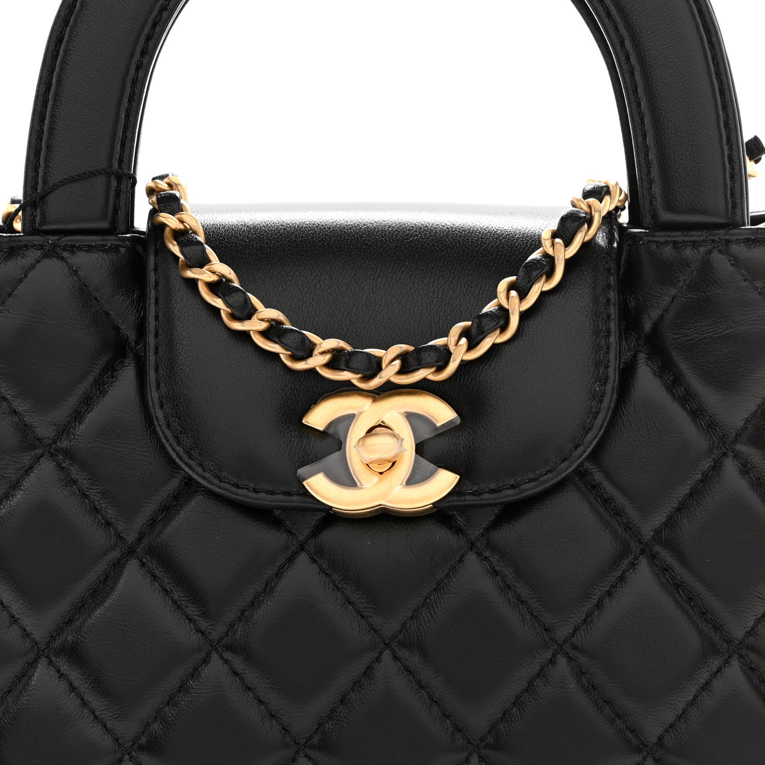 Chanel Shiny Aged Calfskin Quilted Nano Kelly Shopper Black 8 of 11