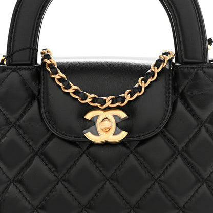 Chanel Shiny Aged Calfskin Quilted Nano Kelly Shopper Black 8 of 11