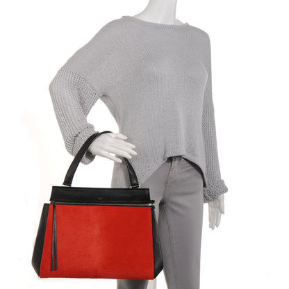 Celine Pony Hair Medium Edge Shoulder Bag Vermillion 2 of 9