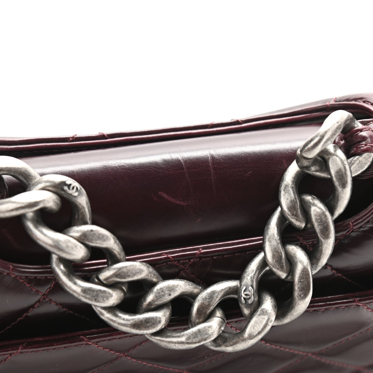Chanel Calfskin Quilted Large Perfect Edge Flap Burgundy 10 of 12