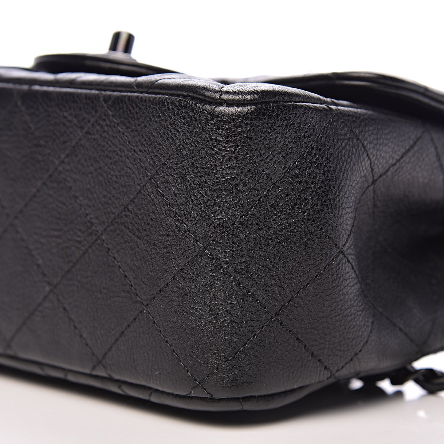 Crumpled Calfskin Quilted Mini Square Flap So Black