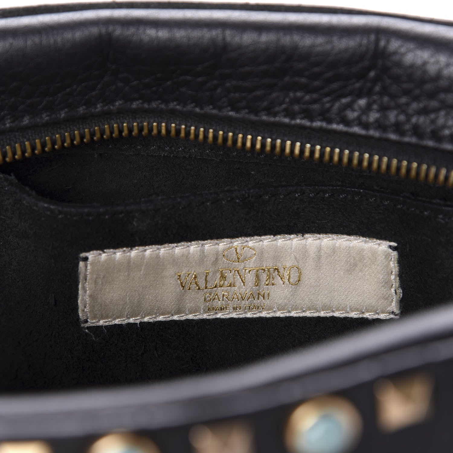 Valentino Garavani Grained Calfskin Turquoise Rockstud Rolling Camera Crossbody Bag Black 8 of 9