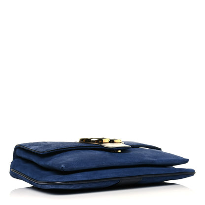 Gucci Suede Medium Arli Flap Shoulder Bag Blue Ink Black 5 of 13
