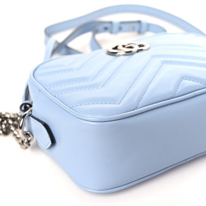 Gucci Calfskin Matelasse Mini GG Marmont Chain Shoulder Bag Porcelain Light Blue 8 of 9