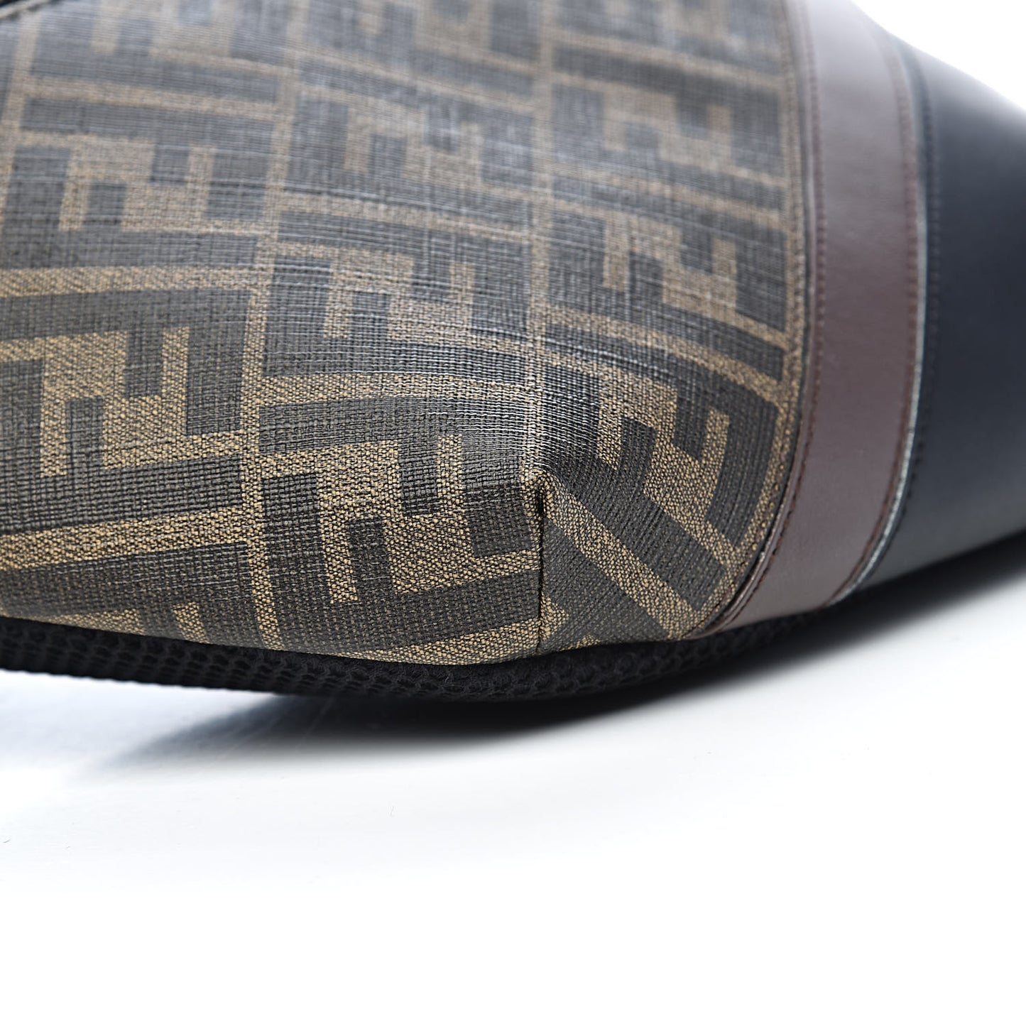 Glazed Fabric Vitello Liberty FF 1974 Diagonal Belt Bag Tobacco Moresco Black