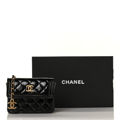 Chanel Shiny Aged Calfskin Quilted Waist Belt Bag Black 11 of 11