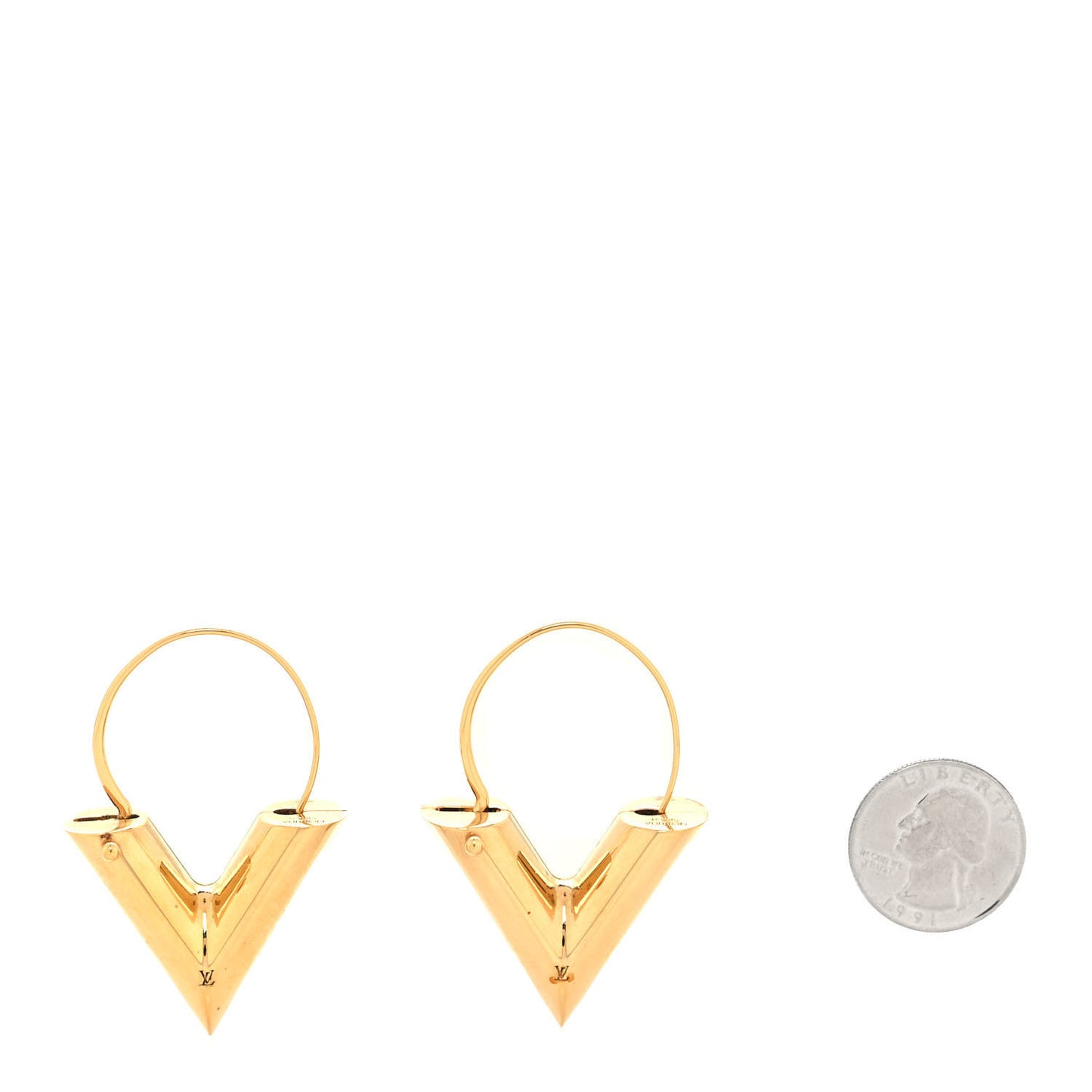 Brass Essential V Hoop Earrings Gold