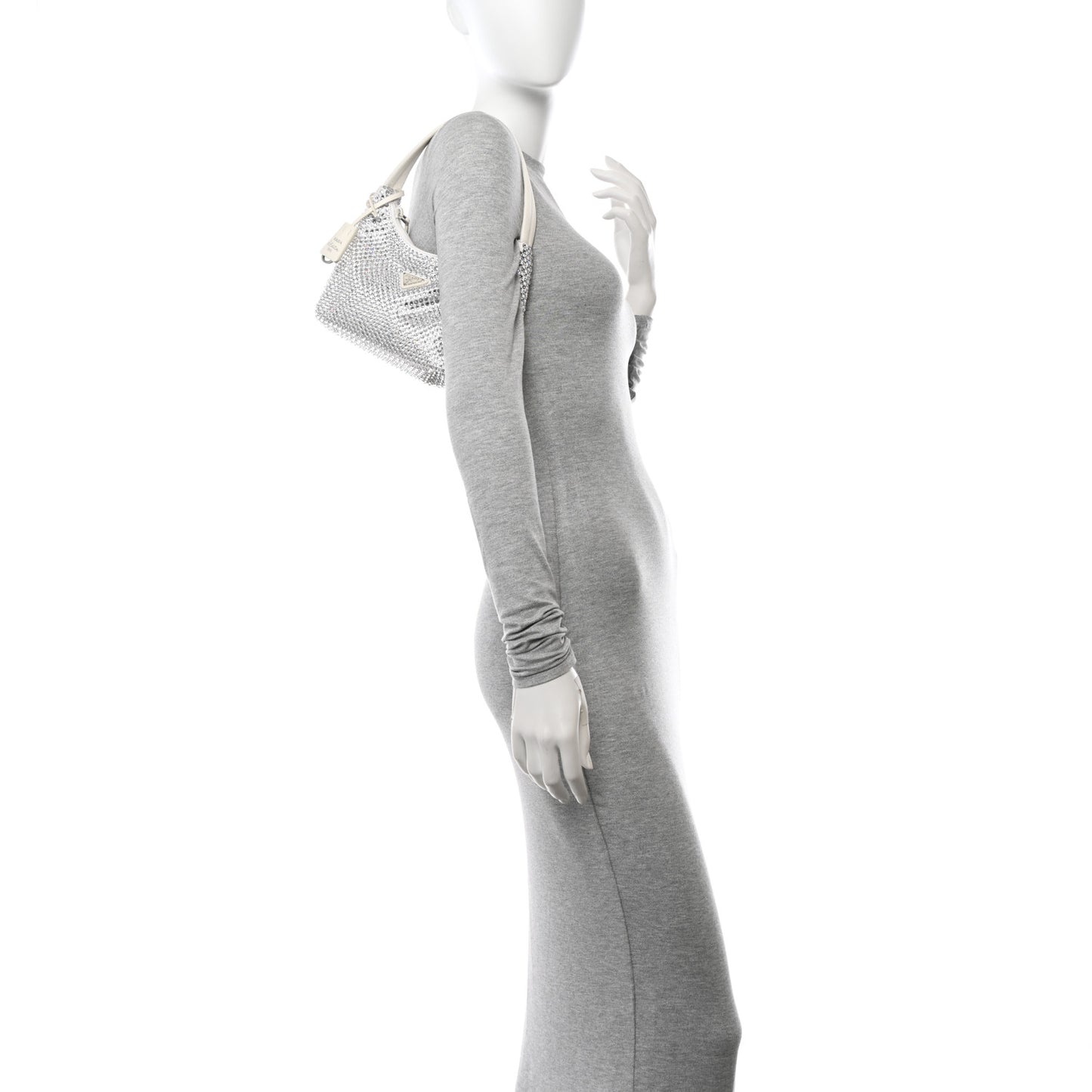 Satin Crystal Mini Re-Edition 2000 Bag White