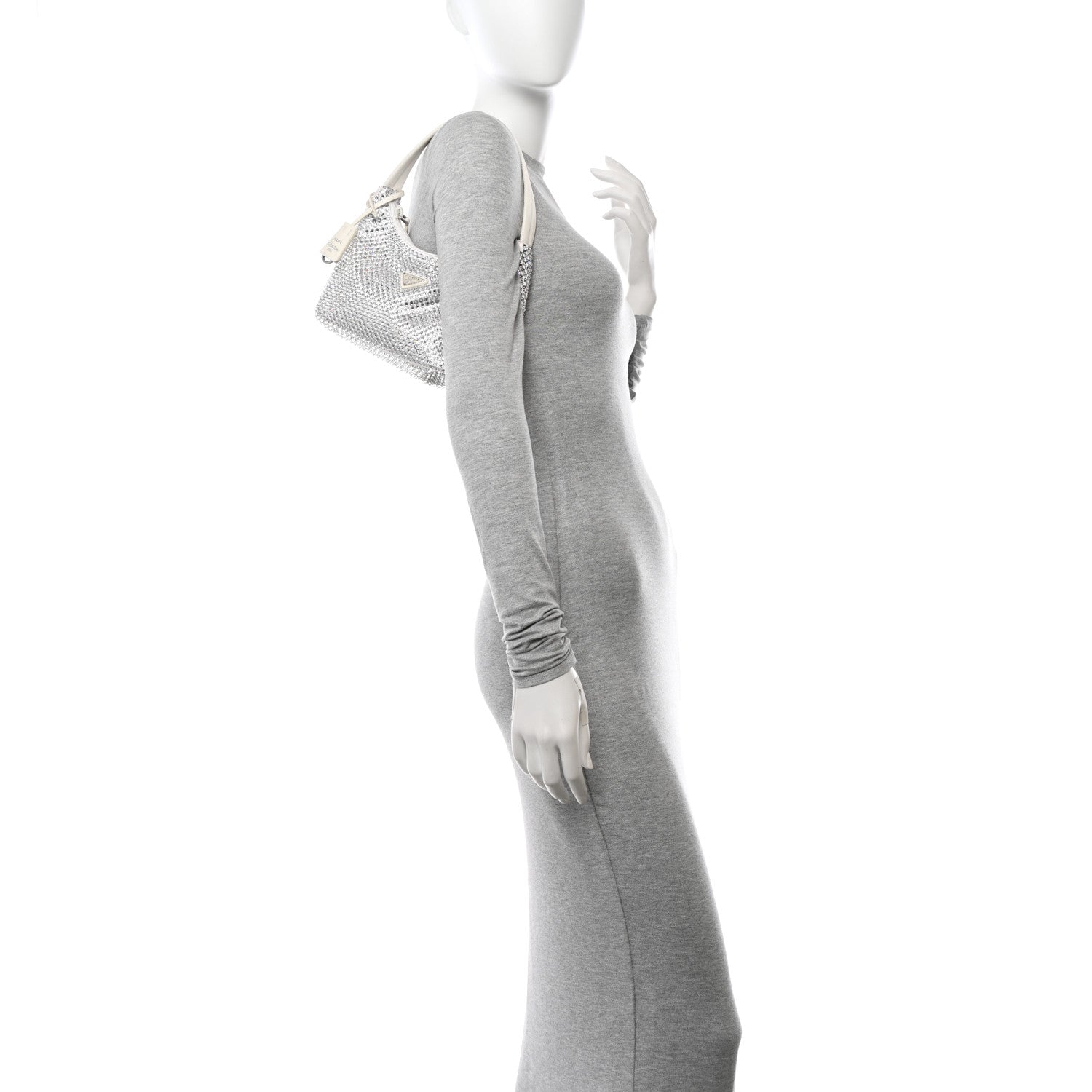 Prada Satin Crystal Mini Re-Edition 2000 Bag White 2 of 11