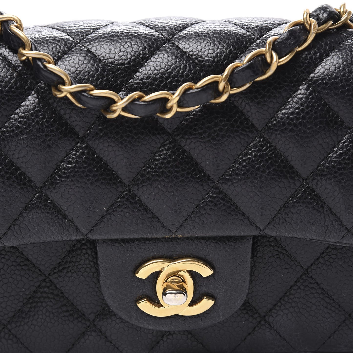 Caviar Quilted Mini Rectangular Flap Black