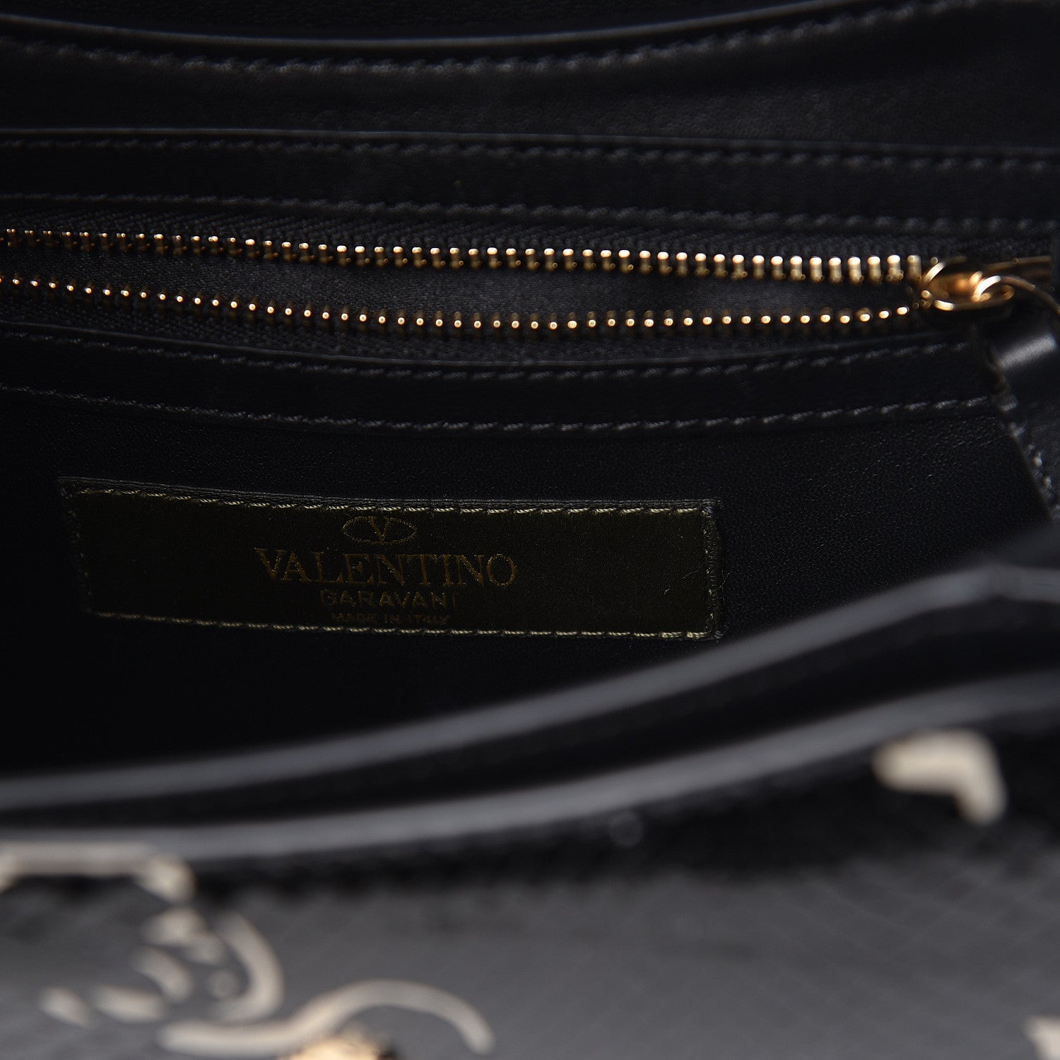 Valentino Garavani Calfskin Snakeskin Panther Chain Flap Bag Black 6 of 9