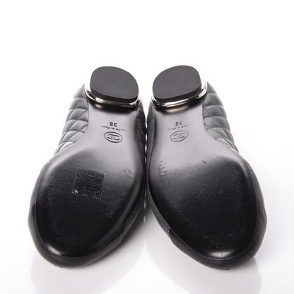 Chanel Lambskin Quilted CC Cap Toe Ballerina Flats 36 Grey Black 5 of 12