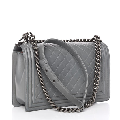 Chanel Calfskin Quilted New Medium Boy Flap Grey 3 of 13