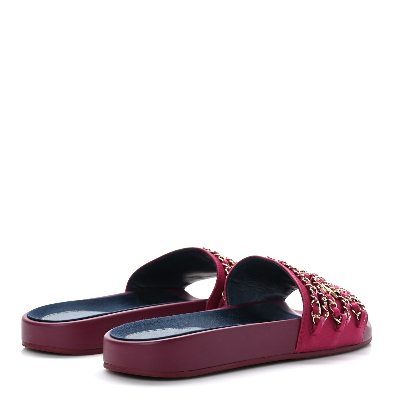 Satin Chain Flat Sandals 41 Dark Fuchsia