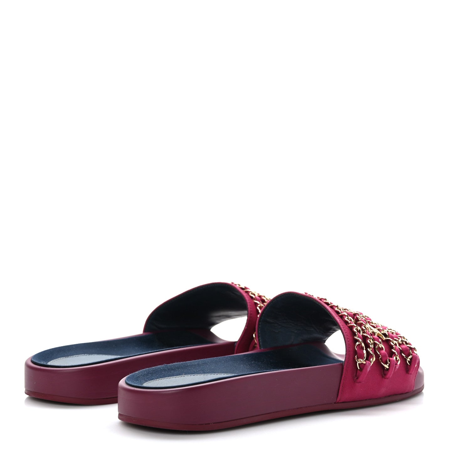 Chanel Satin Chain Flat Sandals 41 Dark Fuchsia 4 of 7