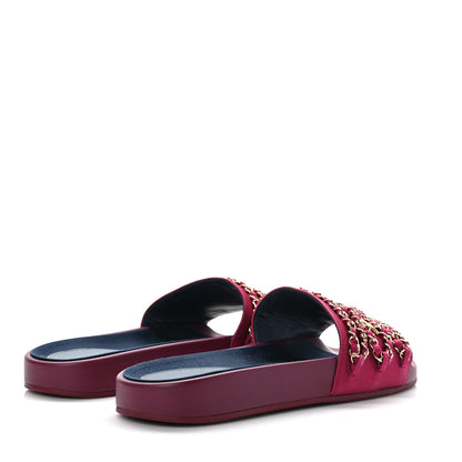 Chanel Satin Chain Flat Sandals 41 Dark Fuchsia 4 of 7