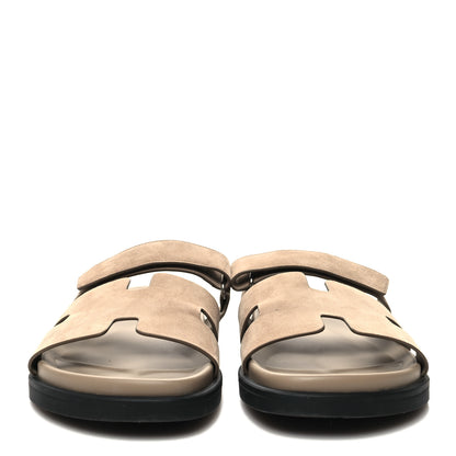 Hermes Suede Goatskin Mens Chypre Sandals 43 Beige Argile 2 of 8