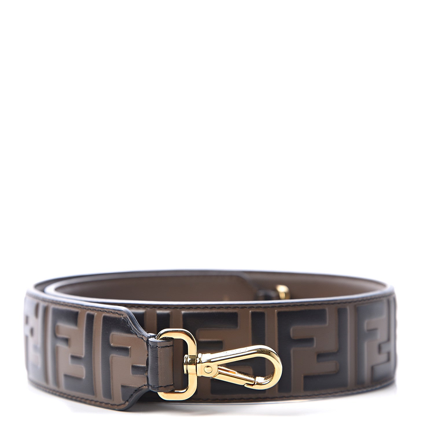 Fendi Vitello Century Bi-Color FF 1974 Embossed Strap You Maya Black 1 of 4