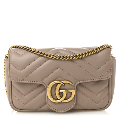 Gucci Calfskin Matelasse Super Mini GG Marmont Shoulder Bag Porcelain Rose 1 of 10