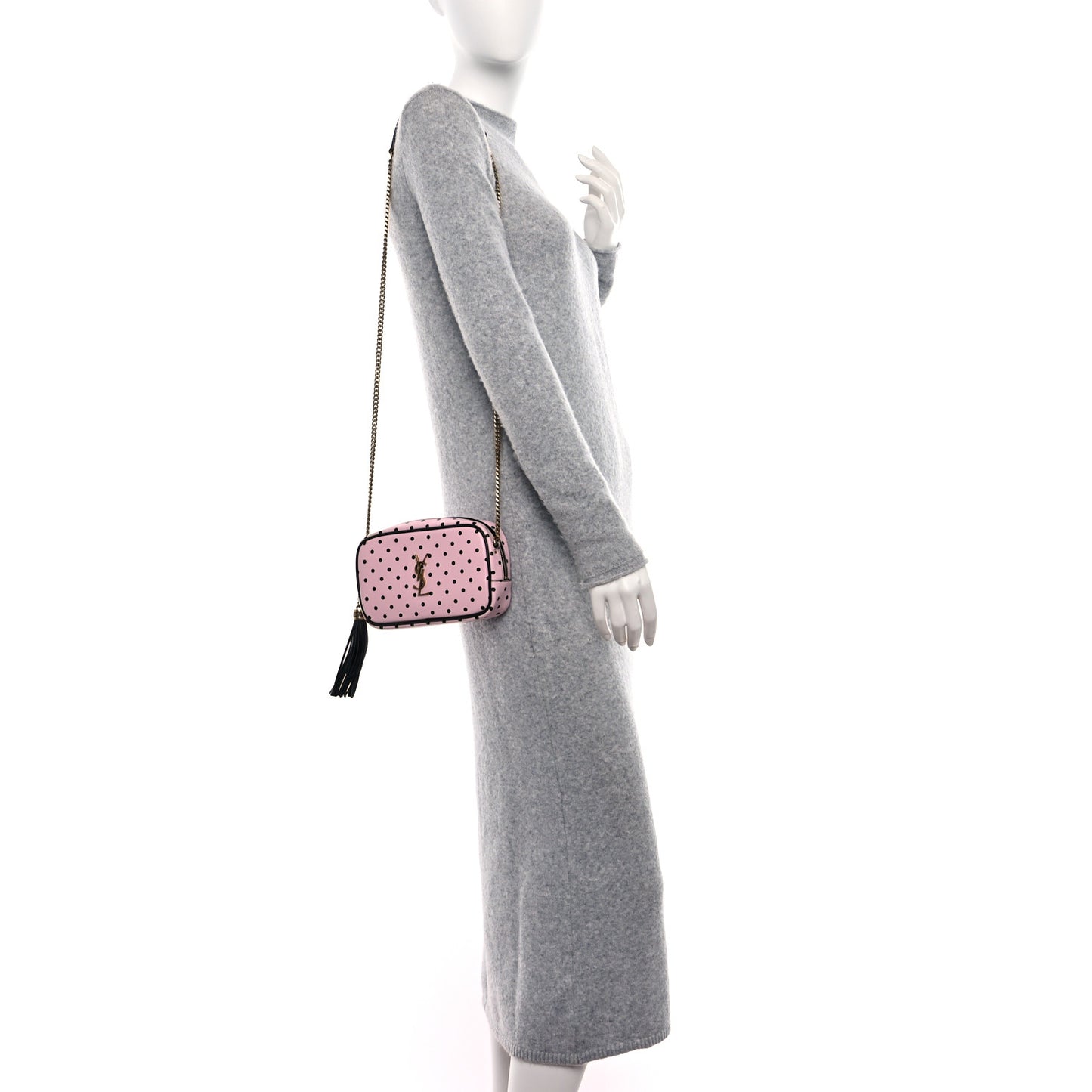 Calfskin Printed Polka Dot Mini Lou Camera Bag Pink Black