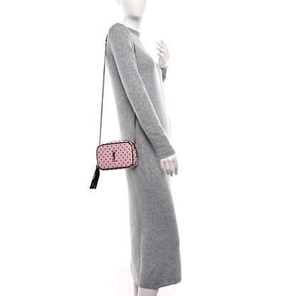 Saint Laurent Calfskin Printed Polka Dot Mini Lou Camera Bag Pink Black 2 of 10