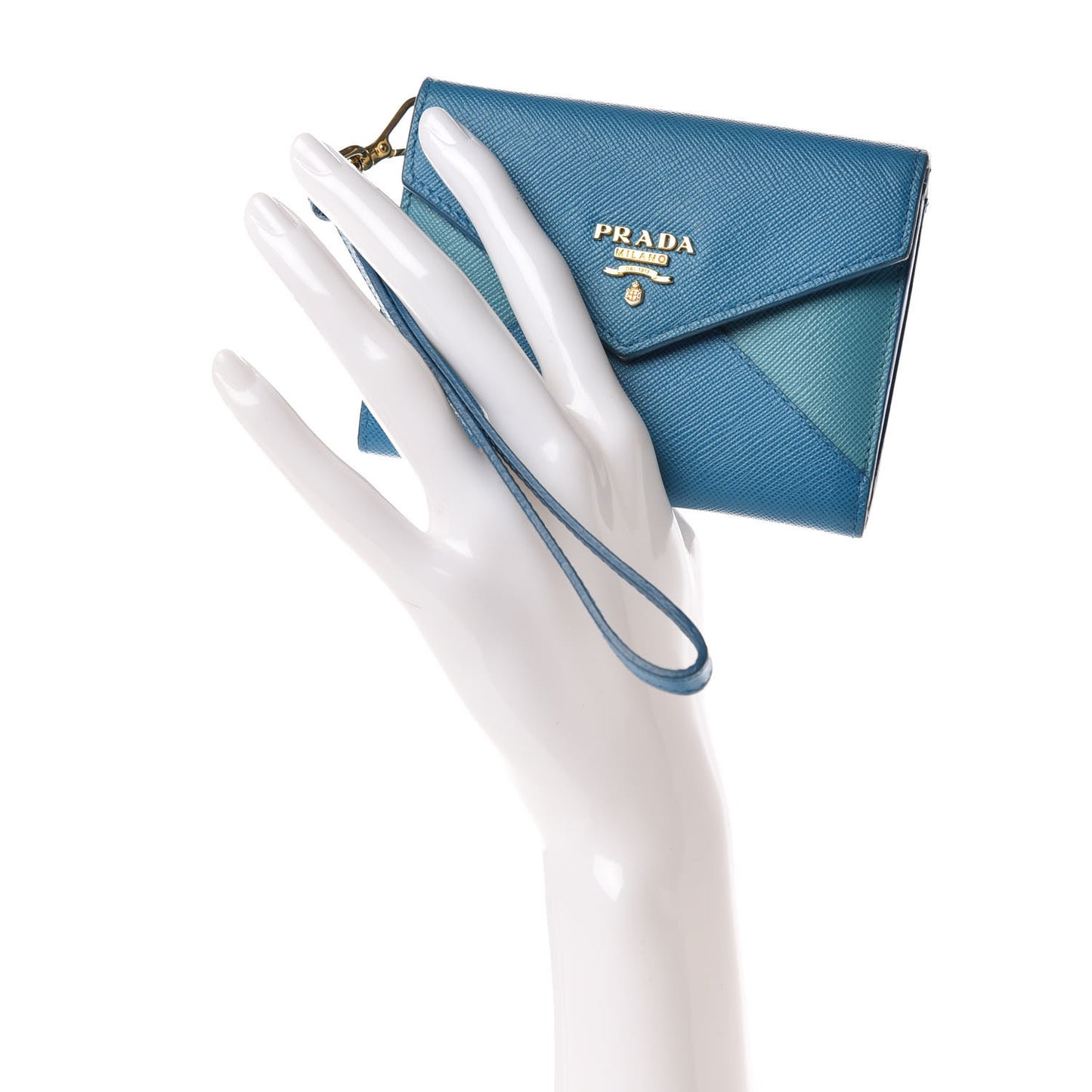 Saffiano Bi-Color Wristlet Wallet Celeste Voyage