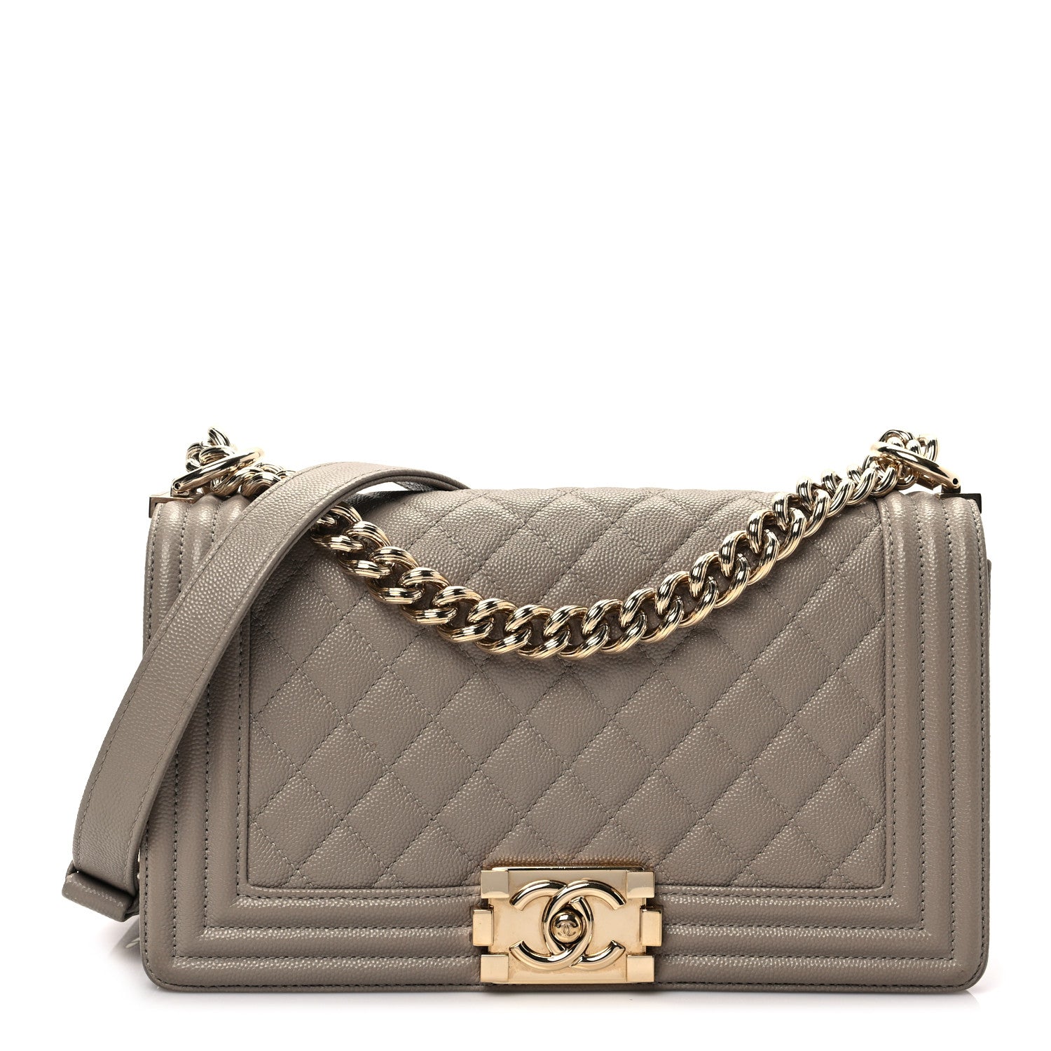 Chanel Caviar Quilted Medium Boy Flap Dark Beige 1 of 9