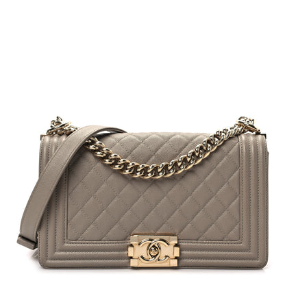 Chanel Caviar Quilted Medium Boy Flap Dark Beige 1 of 9