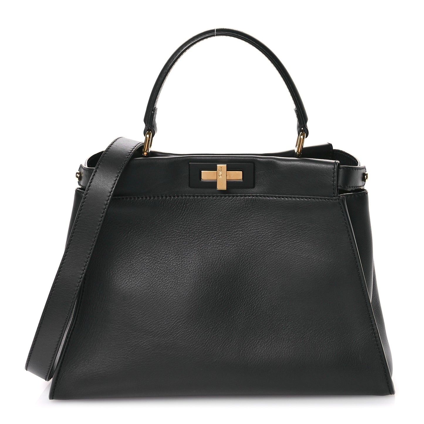 Vitello Seta Shiny Nappa Medium Peekaboo Iconic Satchel Black