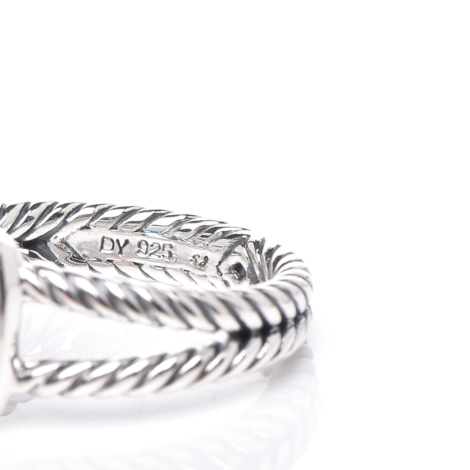 David Yurman Sterling Silver Diamond Blue Topaz 7mm Petite Albion Ring 54 7 5 of 5