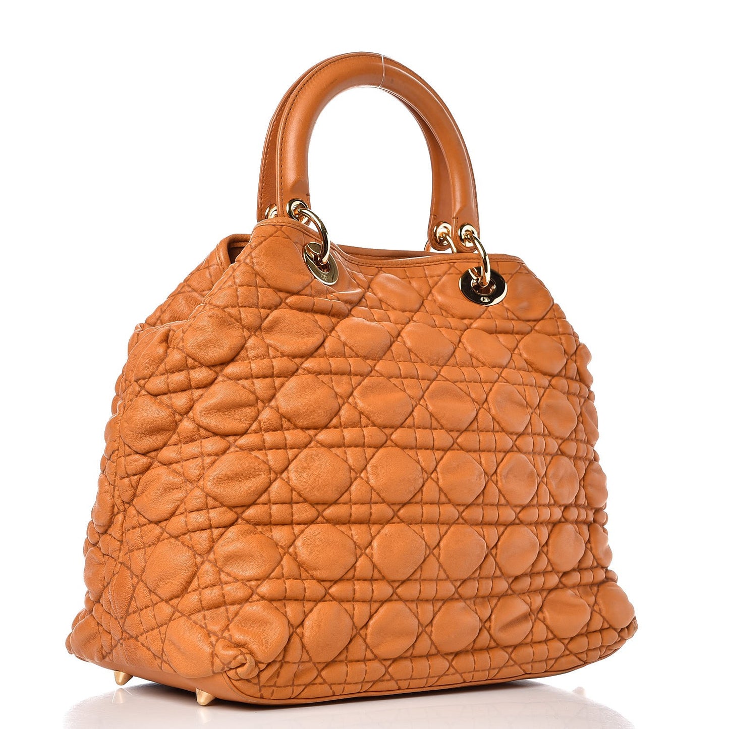 Lambskin Cannage Soft Lady Dior Shopping Tote Orange