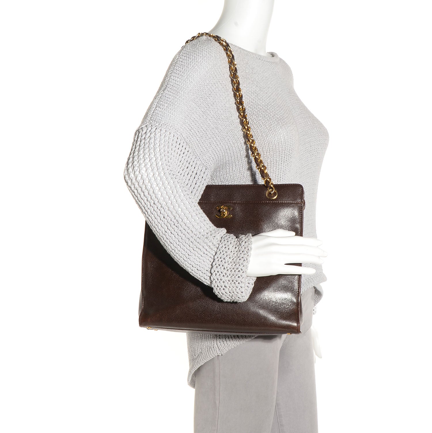 Chanel Caviar Shoulder Bag Brown 2 of 7