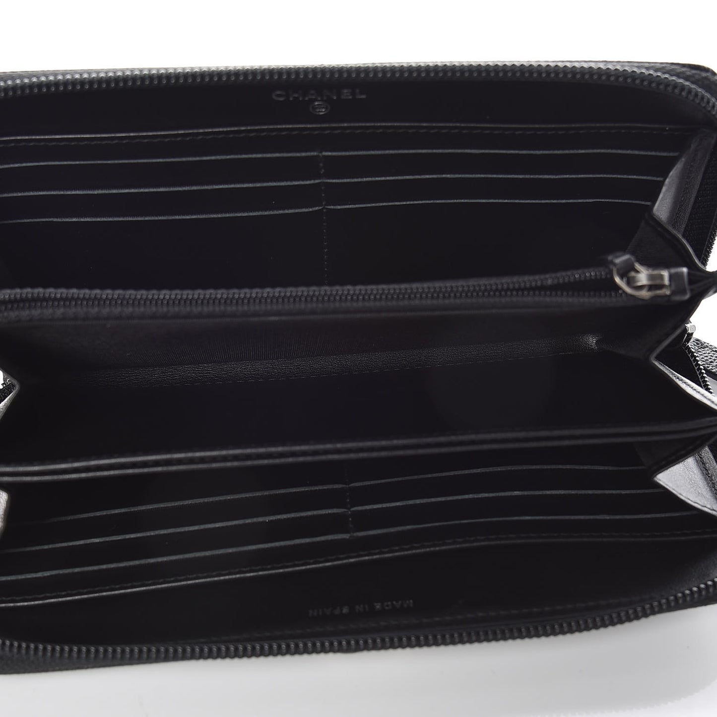 Caviar Quilted Boy Long Zip Around Wallet Black