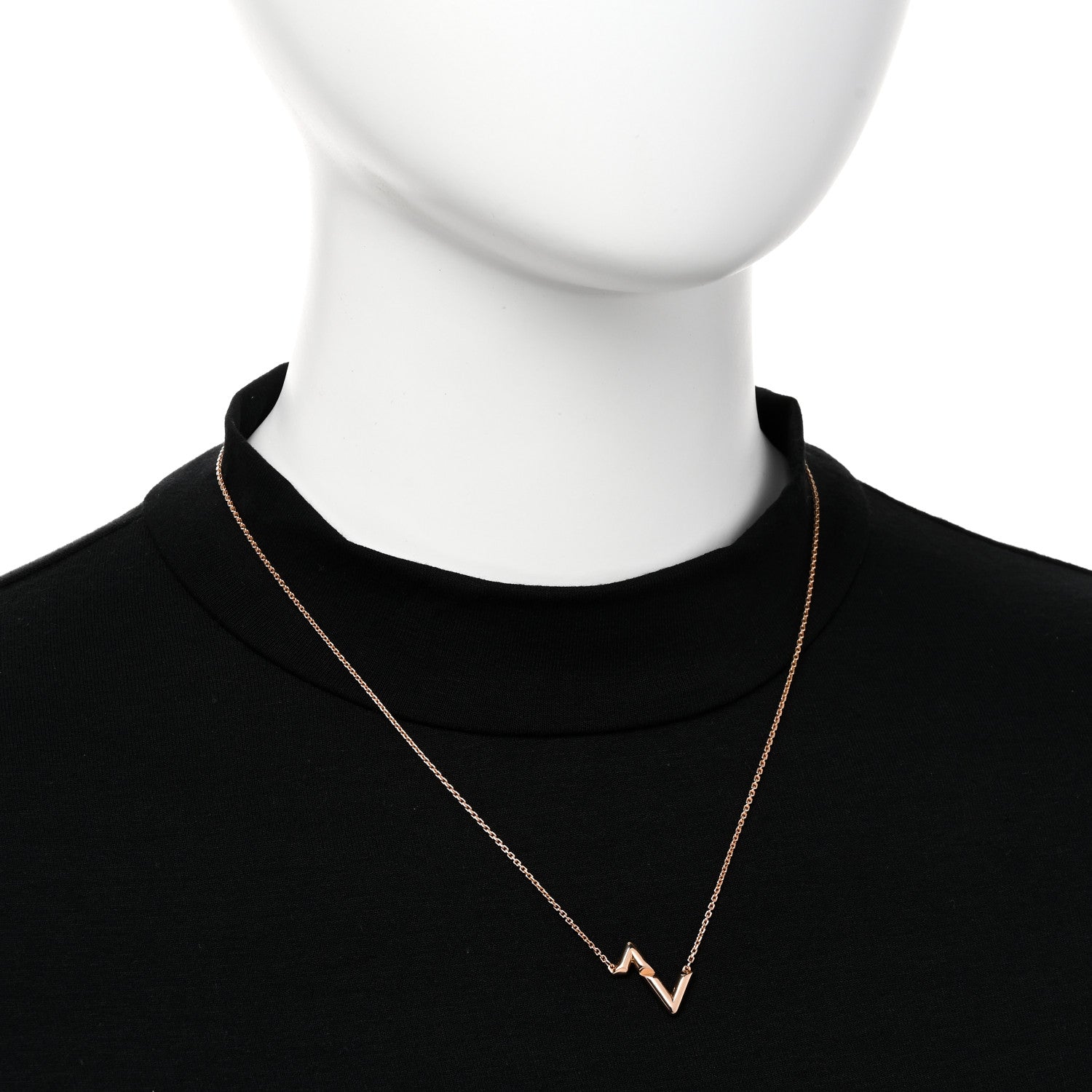 Louis Vuitton 18K Pink Gold LV Volt Upside Down Pendant Necklace 2 of 6