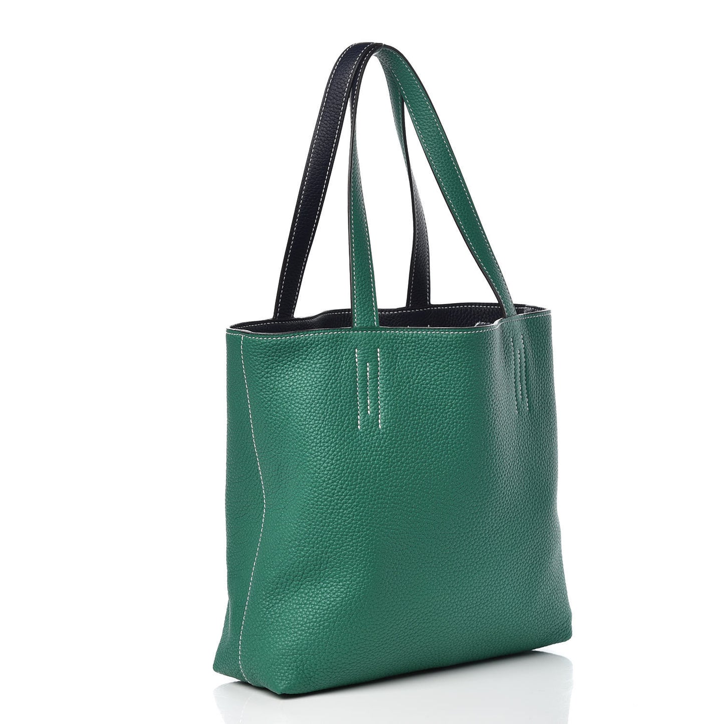Taurillon Clemence Double Sens 36 Reversible Tote Vert Vertigo Bleu Nuit