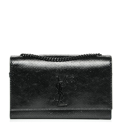 Saint Laurent Python Calfskin Embossed Medium Classic Monogram Kate Satchel Black 1 of 8