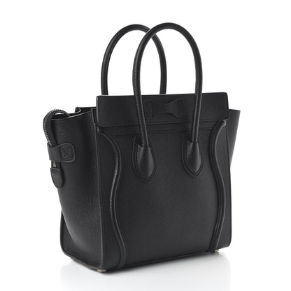Celine Drummed Calfskin Micro Luggage Black 3 of 9