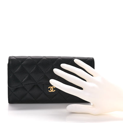 Chanel Caviar Quilted Large Gusset Flap Wallet Black 2 of 9