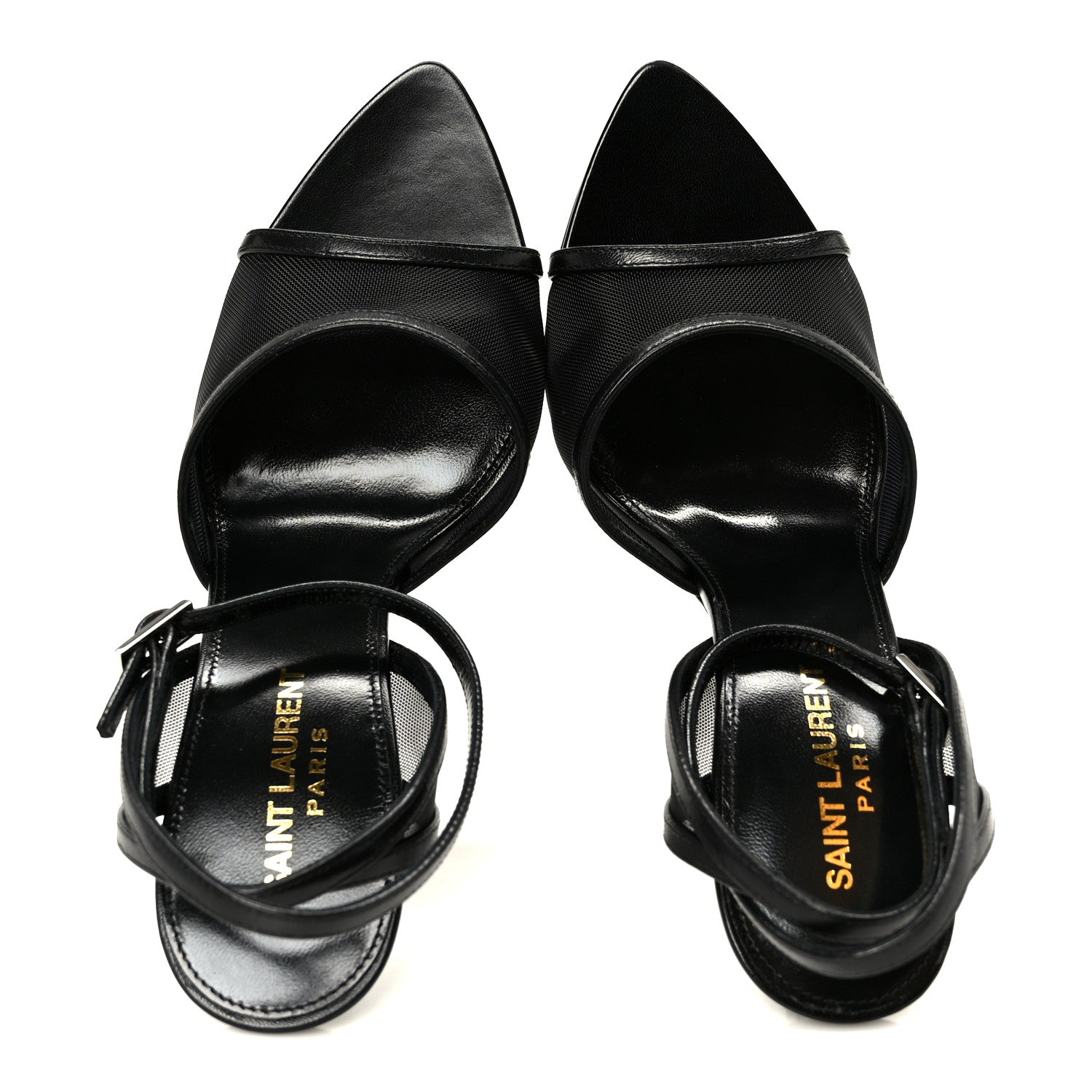 Saint Laurent Tulle Missy 110 Ankle Strap Sandals 37.5 Black 2 of 9